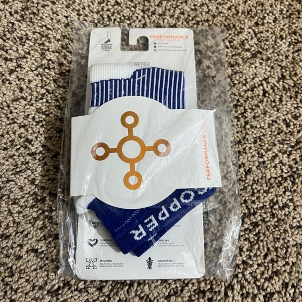 White and Blue Women’s Copper Socks